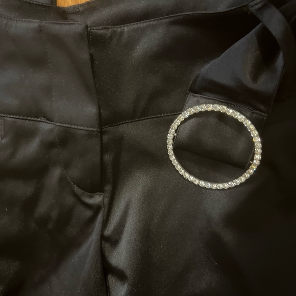 HM black satin pants with rhinestone belt Sz 6 - Picture 5 of 5